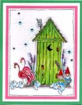 Flamingo Outhouse Card